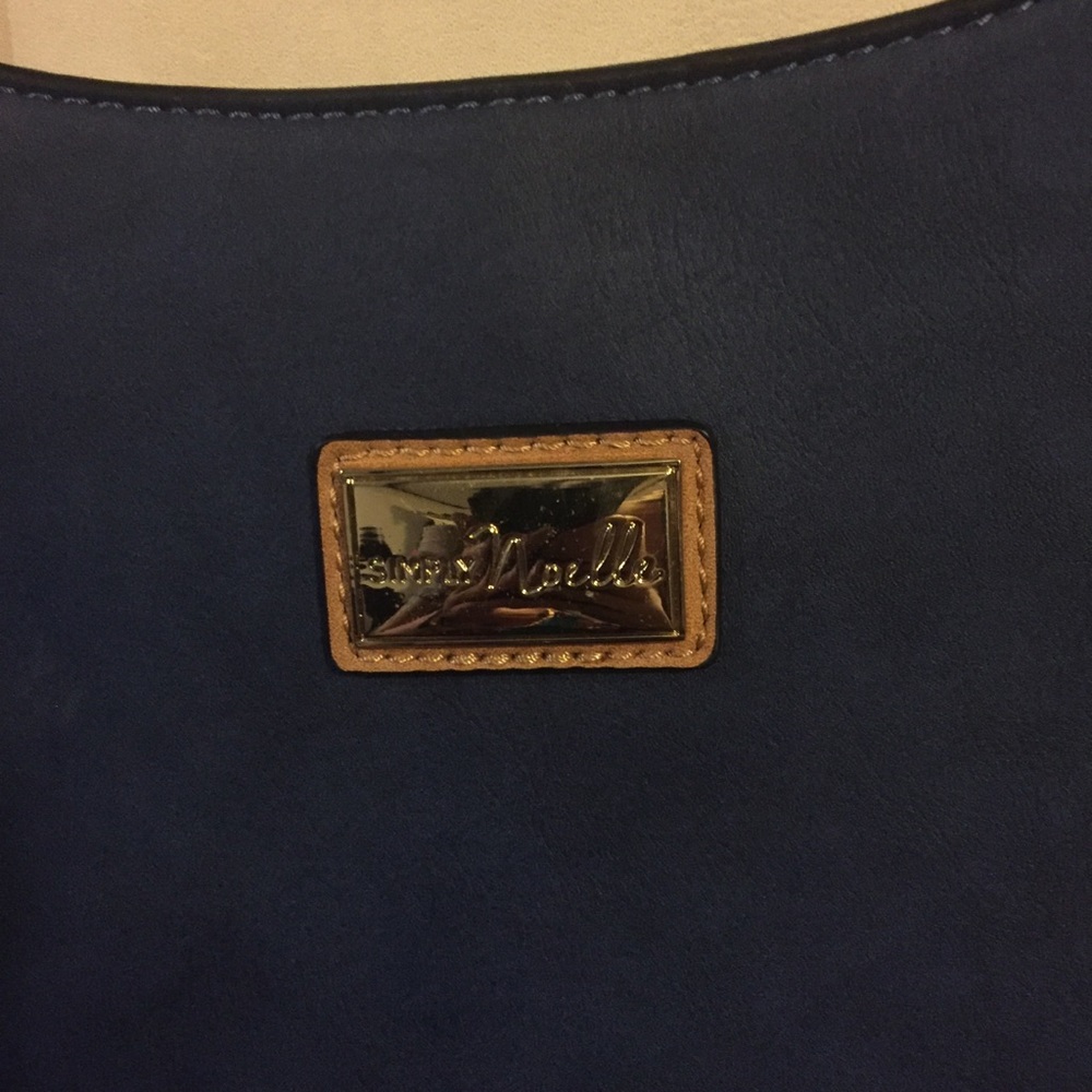 Simply Noelle blue, tan & cream satchel tote bag - Picture 12 of 14